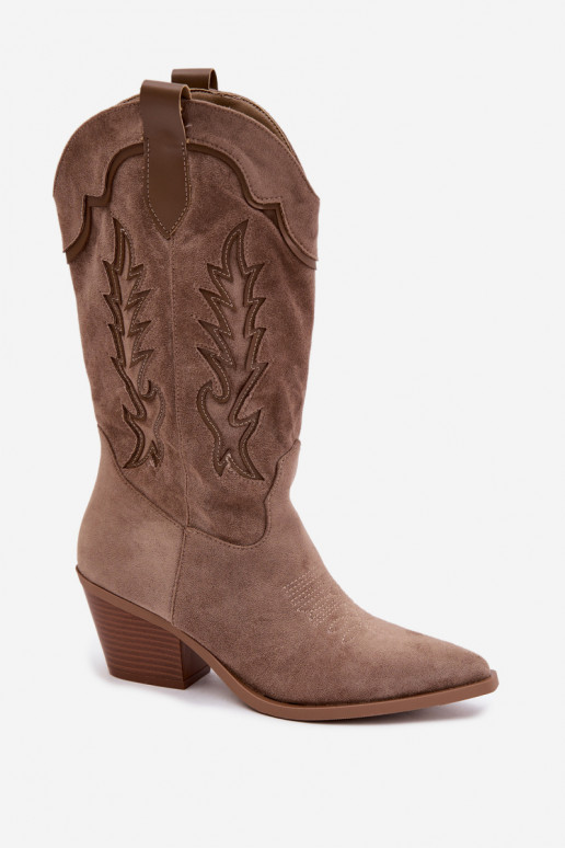 Knöchelhohe Cowboy-Stiefel in khaki Betina