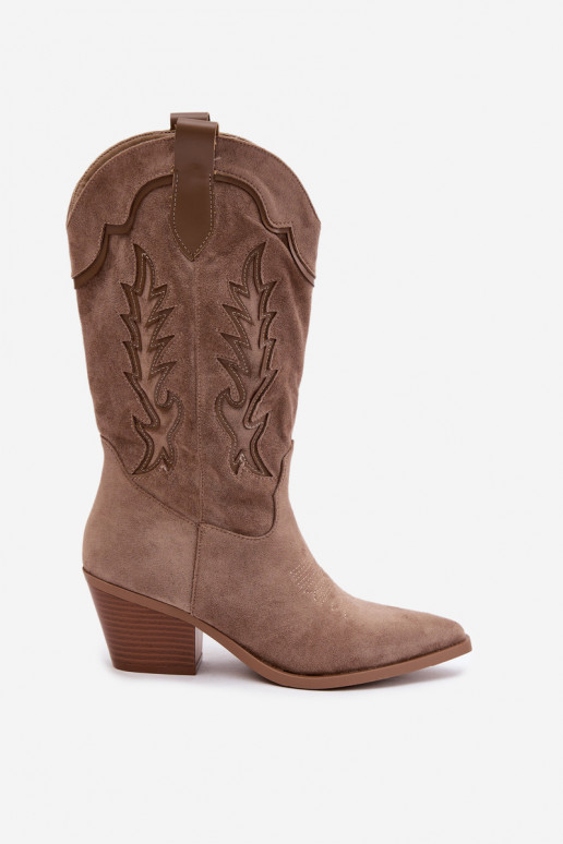 Knöchelhohe Cowboy-Stiefel in khaki Betina