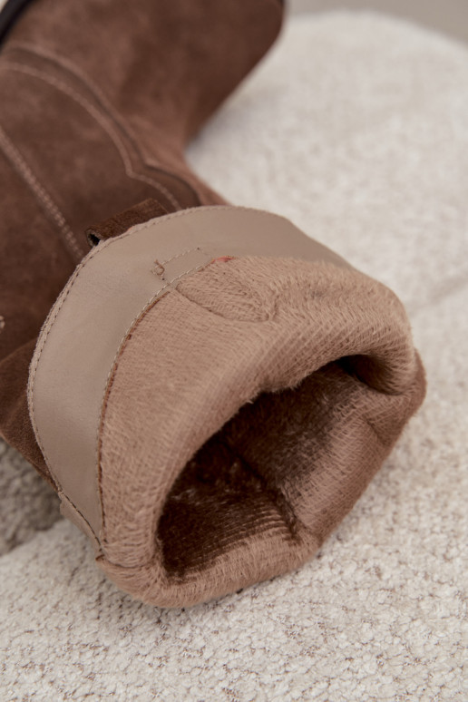 Lange cowboylaarzen van natuurlijk suede met isolatie en hakken in bruine kleur Radley