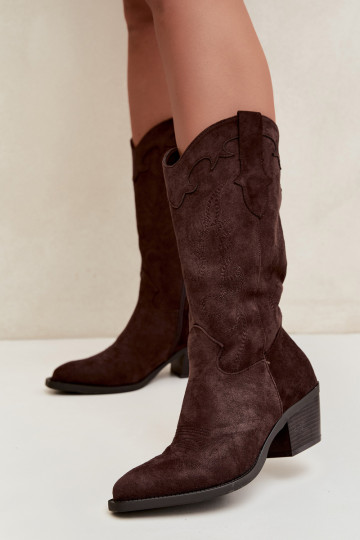 Cowboy-Stiefel kniehoch mit Absatz in schokoladenfarbener Farbe Hartley 2