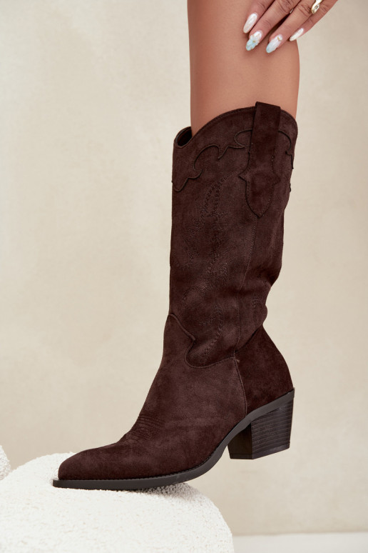 Bottes cowboy hautes à talons couleur chocolat Hartley
