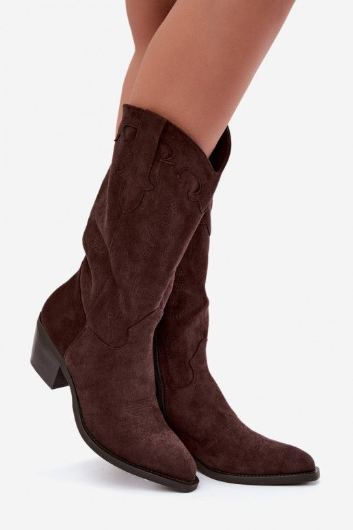 Bottes cowboy hautes à talons couleur chocolat Hartley
