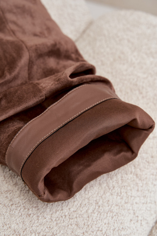 Khaki gekreukte kniehoge laarzen met kitten heel van suede LoĮen
