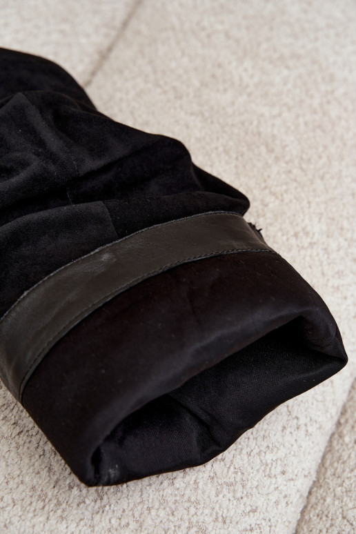 Bottes hautes froissées noires avec talon kitten en daim LoĮen