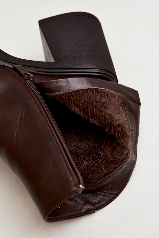 Bottines isolées avec talon et plateforme couleur chocolat Lurela