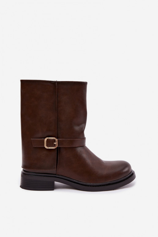 Geïsoleerde dames enkellaarsjes met gespen in chocolade kleur Corley