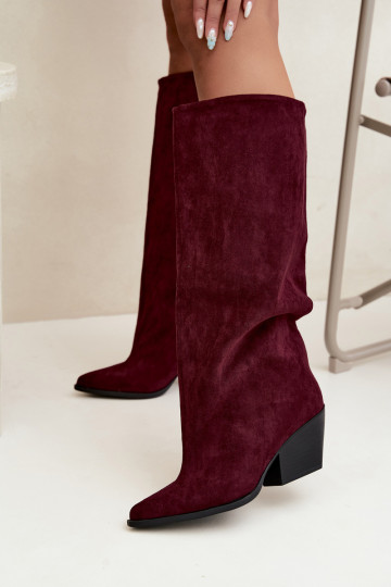Bottes hautes à enfiler couleur bordeaux avec talons et bouts pointus Blenia 2