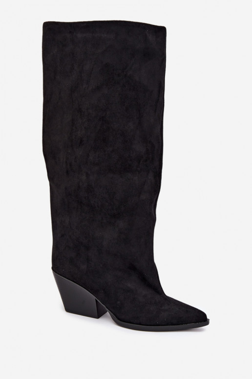 Bottes hautes à enfiler noires avec talons et bouts pointus Blenia