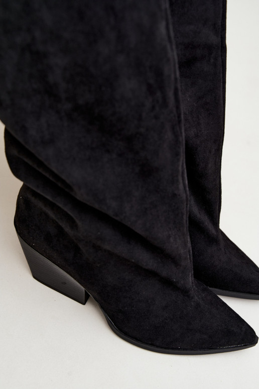 Bottes hautes à enfiler noires avec talons et bouts pointus Blenia