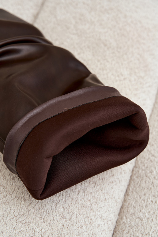 Bottes hautes à enfiler couleur chocolat avec talons et bouts pointus en simili cuir Blenia