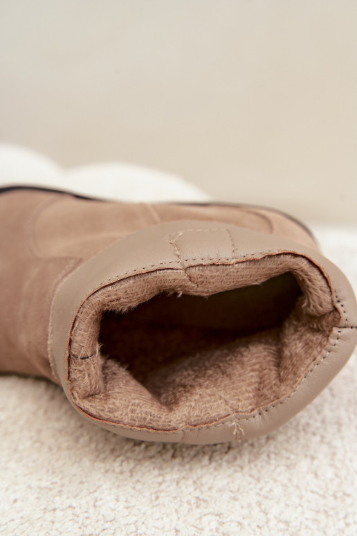 Khaki Wildleder-Cowboy-Stiefel mit Absatz Pelsa