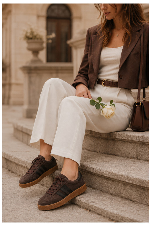 Baskets femme en daim synthétique chocolat Bellmont