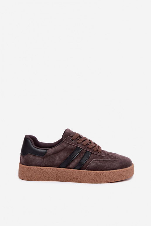Damen-Sneaker aus schokoladenfarbenem Kunstveloursleder Bellmont