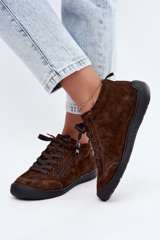 Chaussures femme en daim synthétique chocolat Brindle