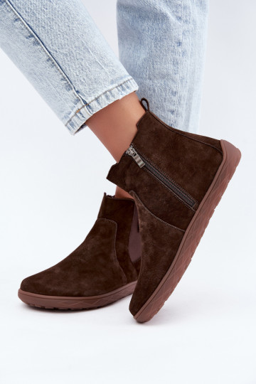 Chocoladekleurige suède schoenen Barefoot Altie 2