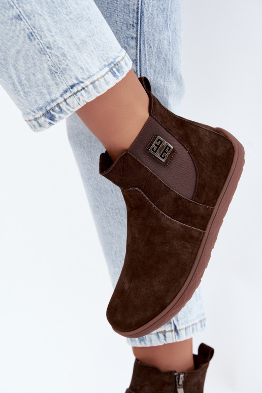 Chocoladekleurige suède schoenen Barefoot Altie