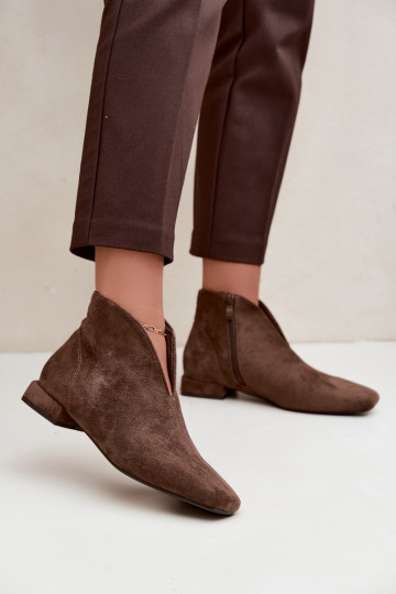 Bottines kaki basses Cut Out avec larges talons Canella 2
