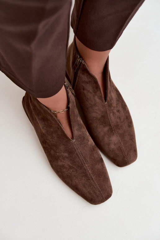 Bottines kaki basses Cut Out avec larges talons Canella
