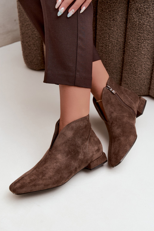 Bottines kaki basses Cut Out avec larges talons Canella
