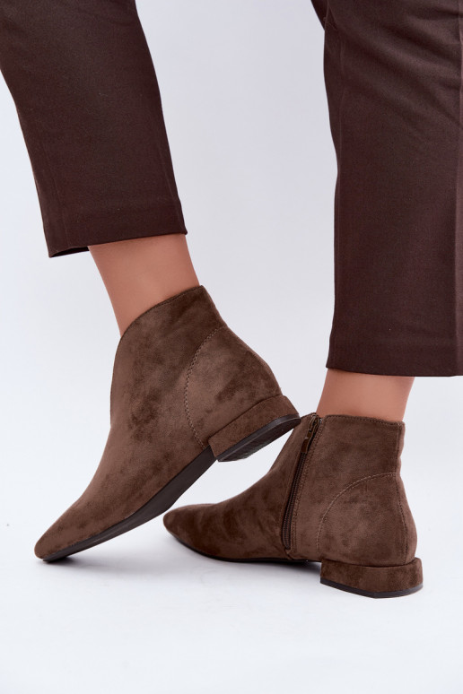 Bottines kaki basses Cut Out avec larges talons Canella