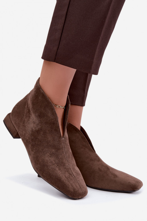 Bottines kaki basses Cut Out avec larges talons Canella