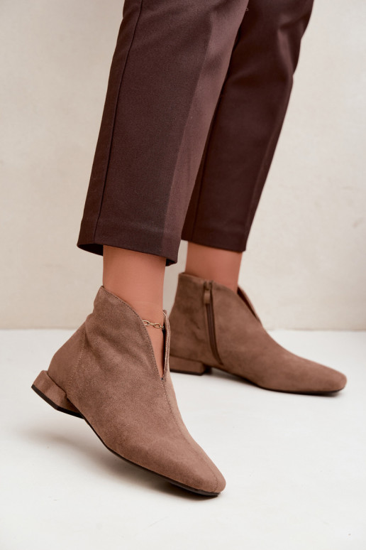 Bottines sable basses Cut Out avec larges talons Canella