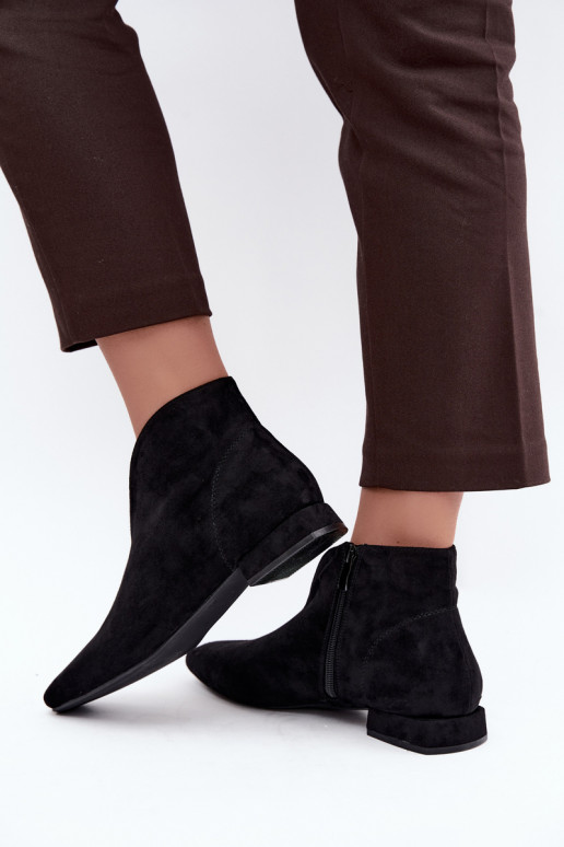 Schwarze niedrige Stiefeletten Cut Out mit breiten Absätzen Canella