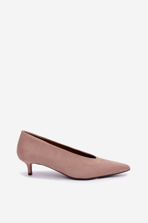 Sandfarbene Wildlederschuhe mit Kitten Heel Nuretta