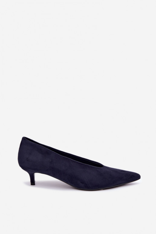 Donkerblauwe suède schoenen met Kitten Heel Nuretta
