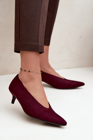 Bordeauxkleurige suède schoenen met Kitten Heel Nuretta 2