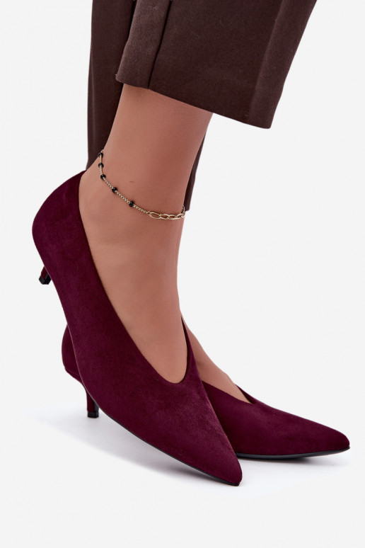 Chaussures en daim bordeaux avec Kitten Heel Nuretta