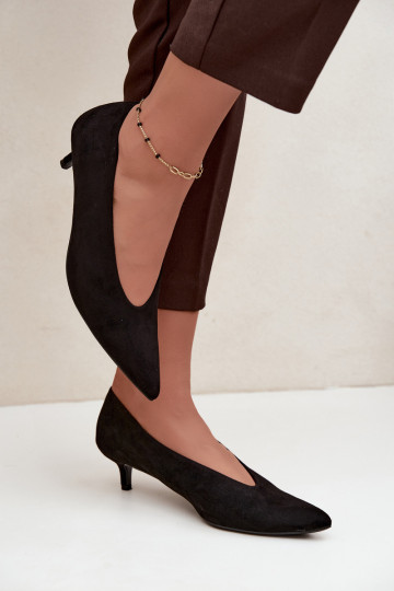 Chaussures en daim noires avec Kitten Heel Nuretta
