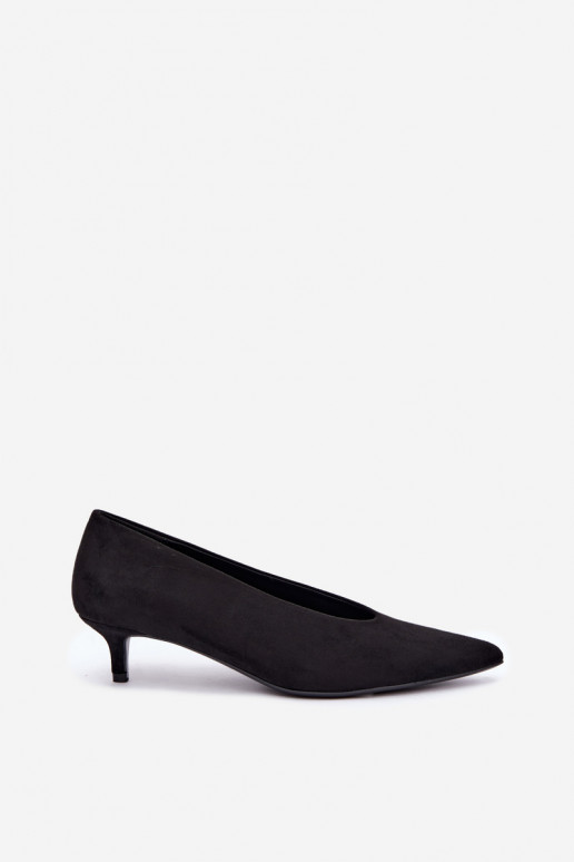 Chaussures en daim noires avec Kitten Heel Nuretta