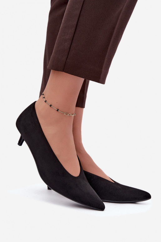 Schwarze Wildlederschuhe mit Kitten Heel Nuretta