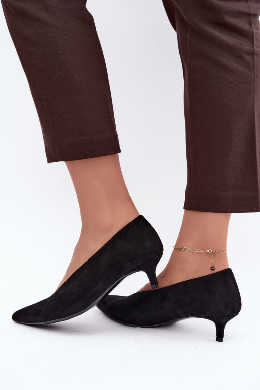 Zwarte suède schoenen met Kitten Heel Nuretta