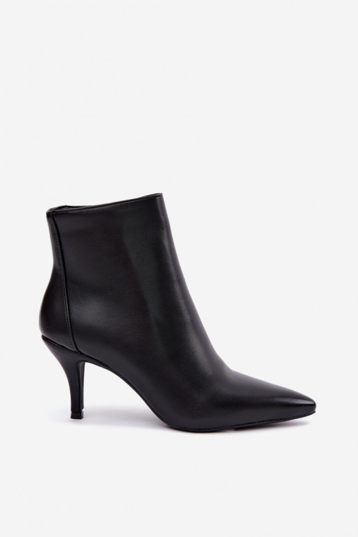 Bottines noires à talons fins et bouts pointus en simili cuir Niretta