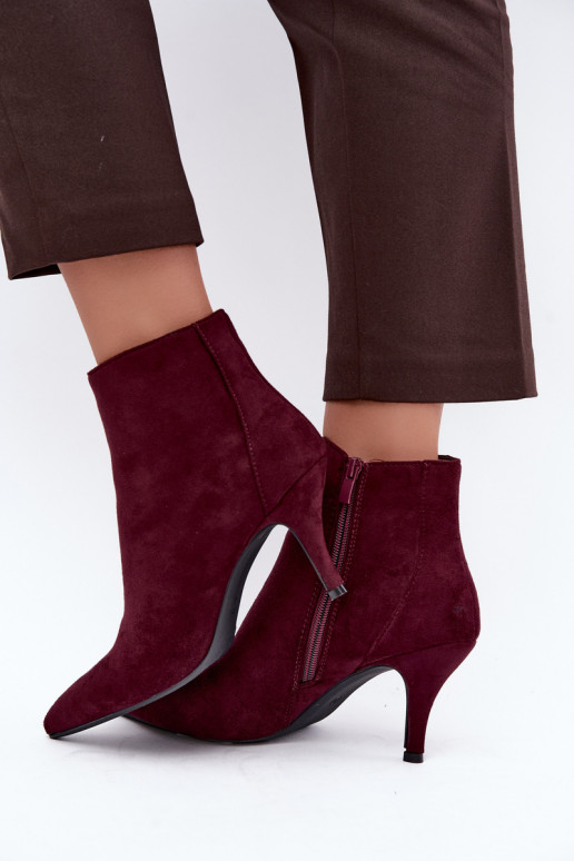 Bottines bordeaux en suède synthétique avec talons aiguilles Niretta