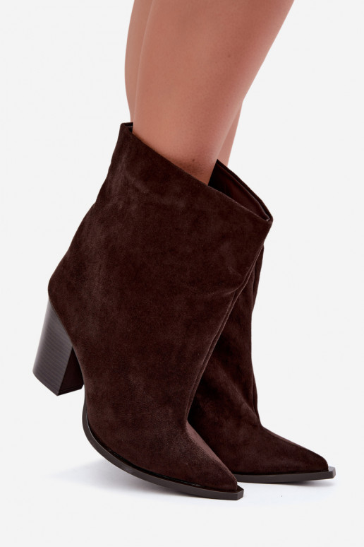 Damen Stiefeletten mit spitzem Vorderteil in Schokoladenfarbe Hileta