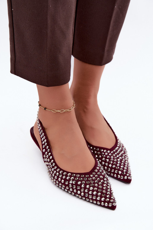Bordeaux dames sandalen met studs en een lage hak Tai turidden