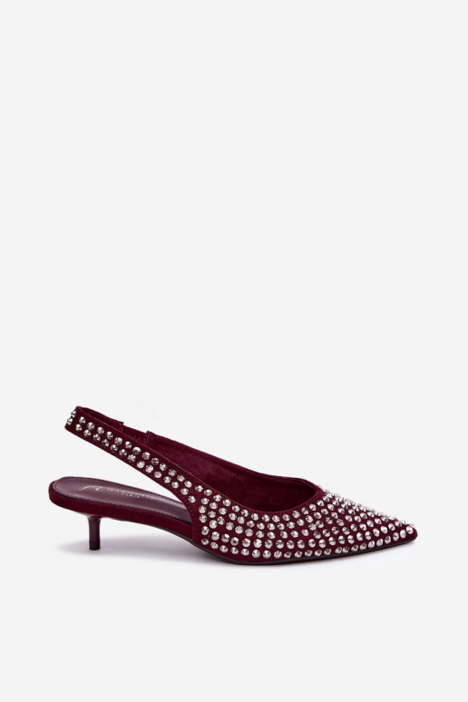 Bordeaux dames sandalen met studs en een lage hak Tai turidden