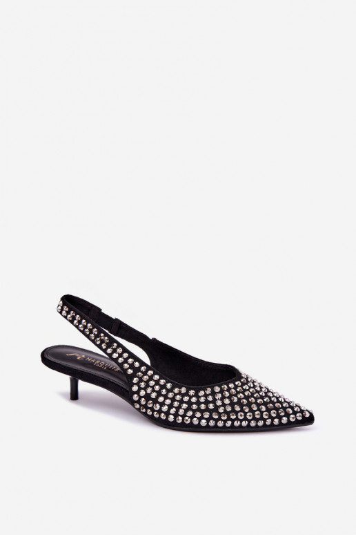 Zwarte dames sandalen met studs en een lage hak Tai turidden