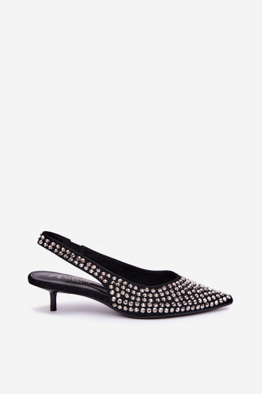 Zwarte dames sandalen met studs en een lage hak Tai turidden