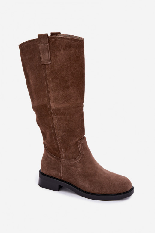 Braune gefütterte Veloursleder Stiefel Ashmere