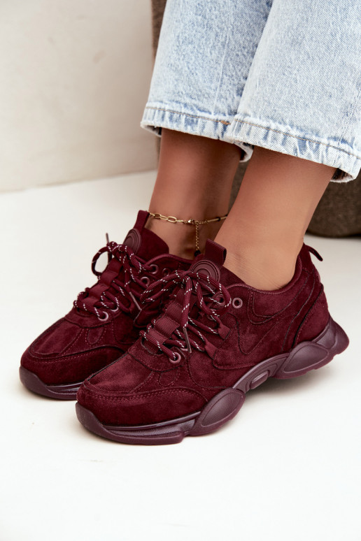 Baskets pour femmes en couleur bordeaux Shaley