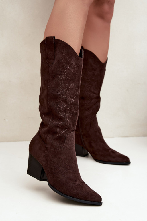 Bottes cowboy hautes à talons couleur chocolat Hartley