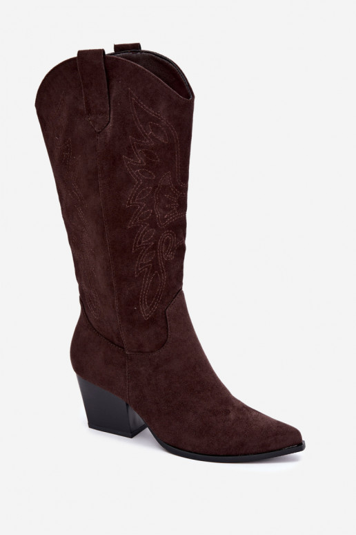 Bottes cowboy hautes à talons couleur chocolat Hartley