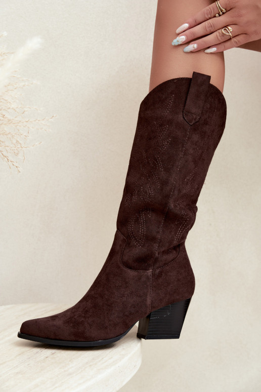 Bottes cowboy hautes à talons couleur chocolat Hartley