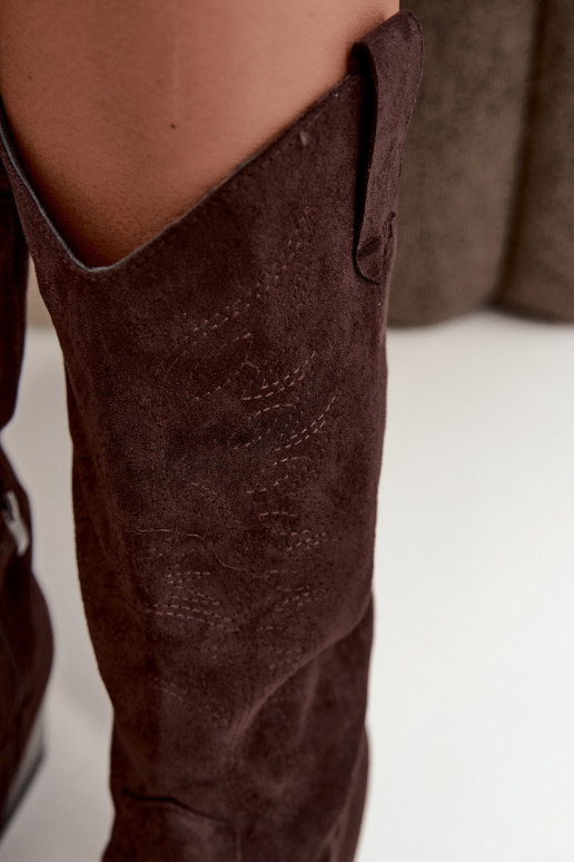 Bottes cowboy hautes à talons couleur chocolat Hartley