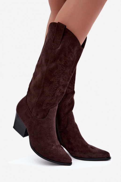 Bottes cowboy hautes à talons couleur chocolat Hartley