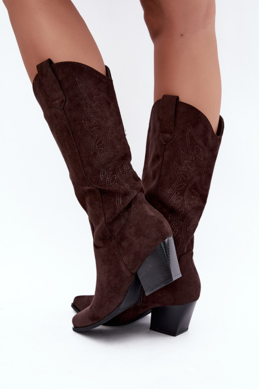 Bottes cowboy hautes à talons couleur chocolat Hartley